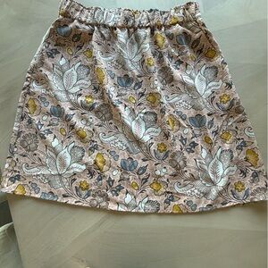 LOFT A-Line Skirt with Floral Pattern in Yellow and Gray
